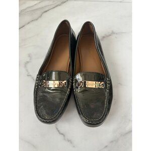 COACH Olive Patent Leather Green Gray Loafers Size 6.5